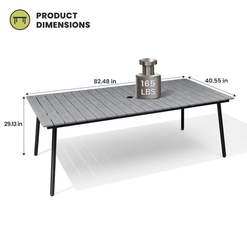 Outdoor Patio Rectangle Aluminum Dining Table with Umbrella Hole