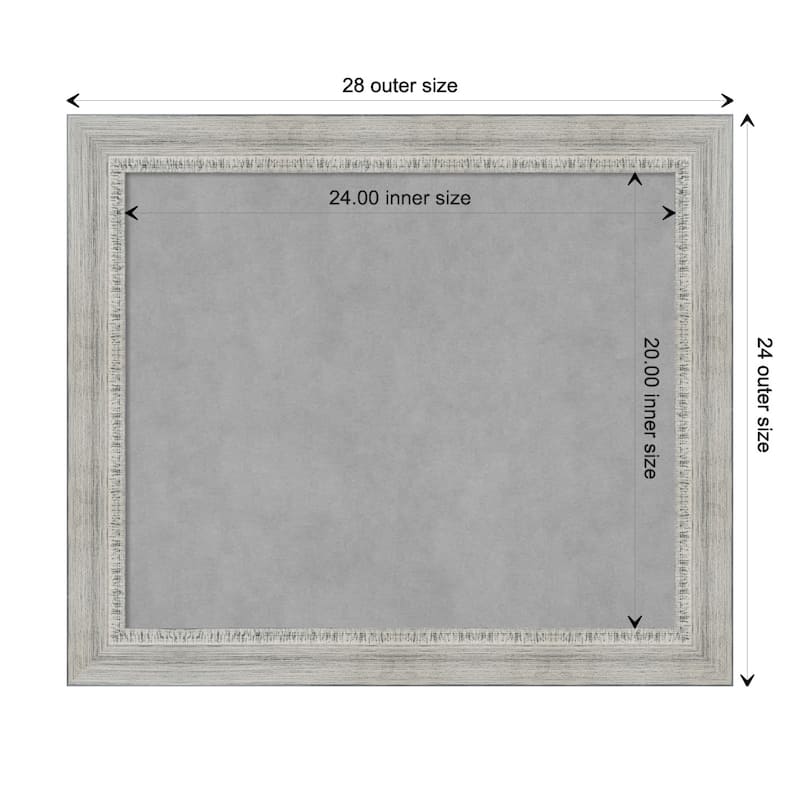 Amanti Art Rustic White Wash Framed Magnetic Board - Board Size 24x20