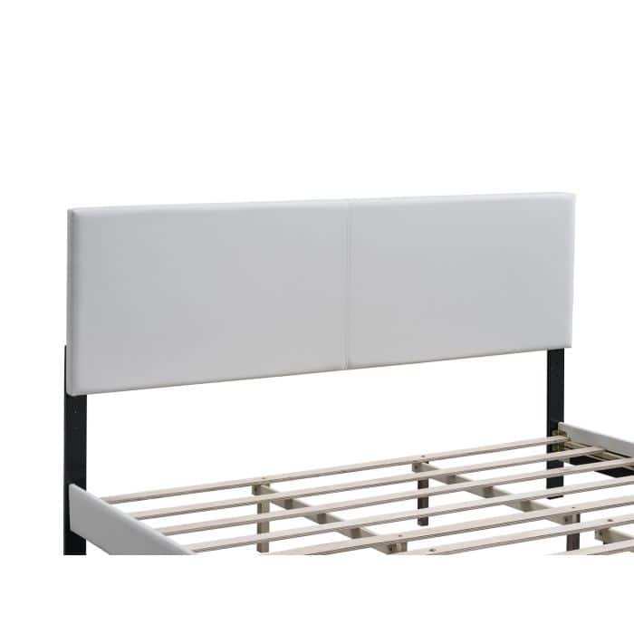 Faux Leather Upholstered Bed Frame Platform Bed w/Adjustable Headboard, Wood Slats Support, No Box Spring Needed, Easy Assembly