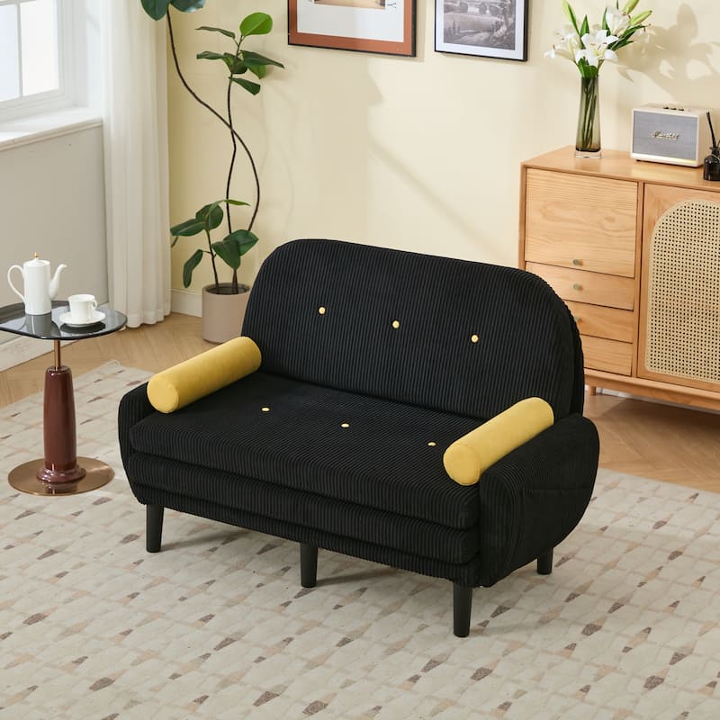 Velvet Sofa Bed, Loveseat with Adjustable Backrest, Sleeper Sofa Daybed with Built-In USB Port