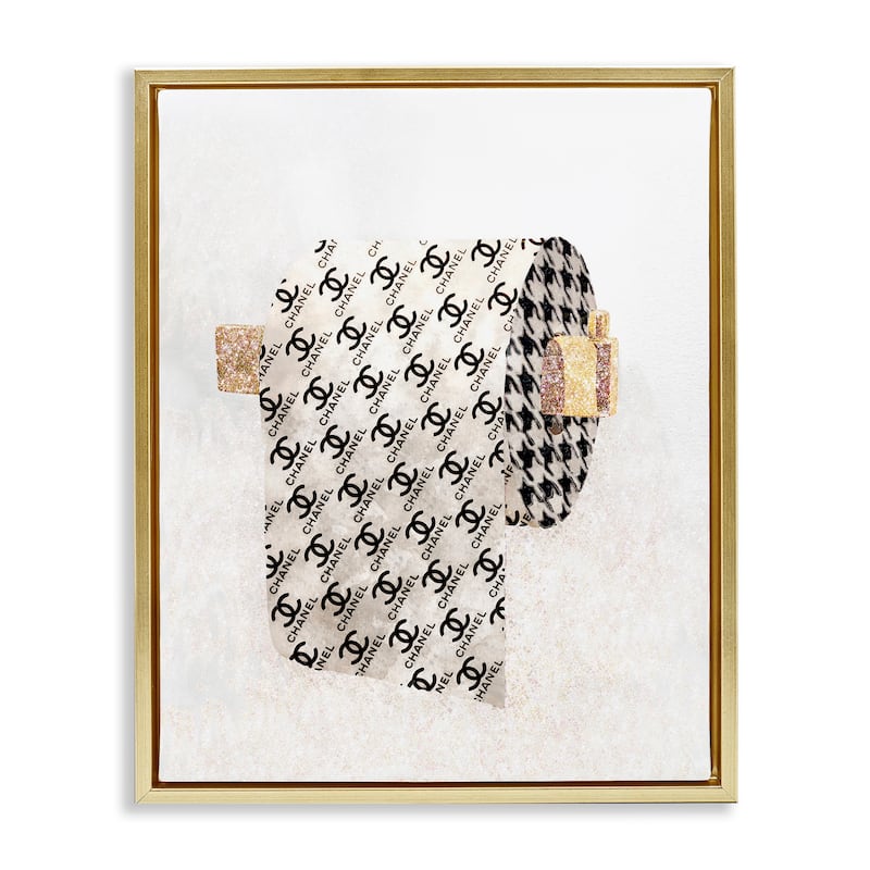 Stupell Fashion Glam Toilet Paper Designer Detailing Floater Frame - Off-White