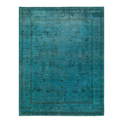Vibrance, One-of-a-Kind Hand-Knotted Area Rug - Blue, 8' 1" x 10' 6" - 8' 1" x 10' 6"