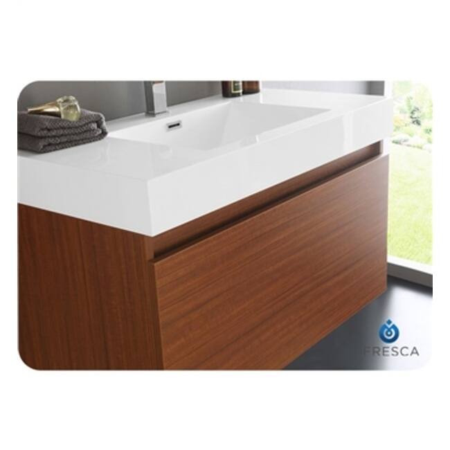Fresca Mezzo 35-7/16" Wall Mounted / Floating MDF Vanity with Sink,
