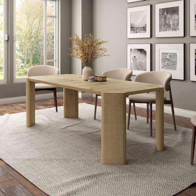 Furniture of America Elira Modern Oak 84-inch Solid Wood Expandable Dining Table