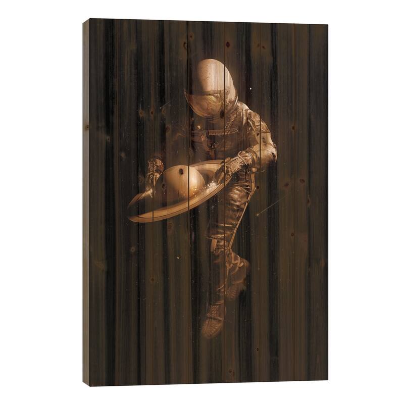 Saturntable II Print On Wood by Nicebleed - Multi-Color - 40x26x1.5