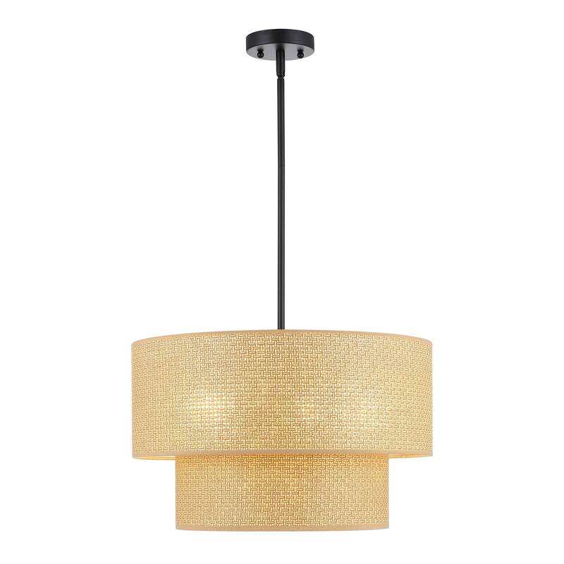 GetLedel 4-Light Bohemian Handwoven Drum Chandelier