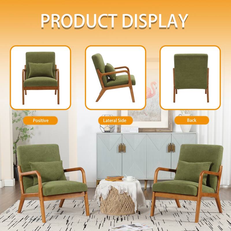 Homefun Corduroy Upholstered Mid-Century Modern Wood Frame Single Armchair for Living Room