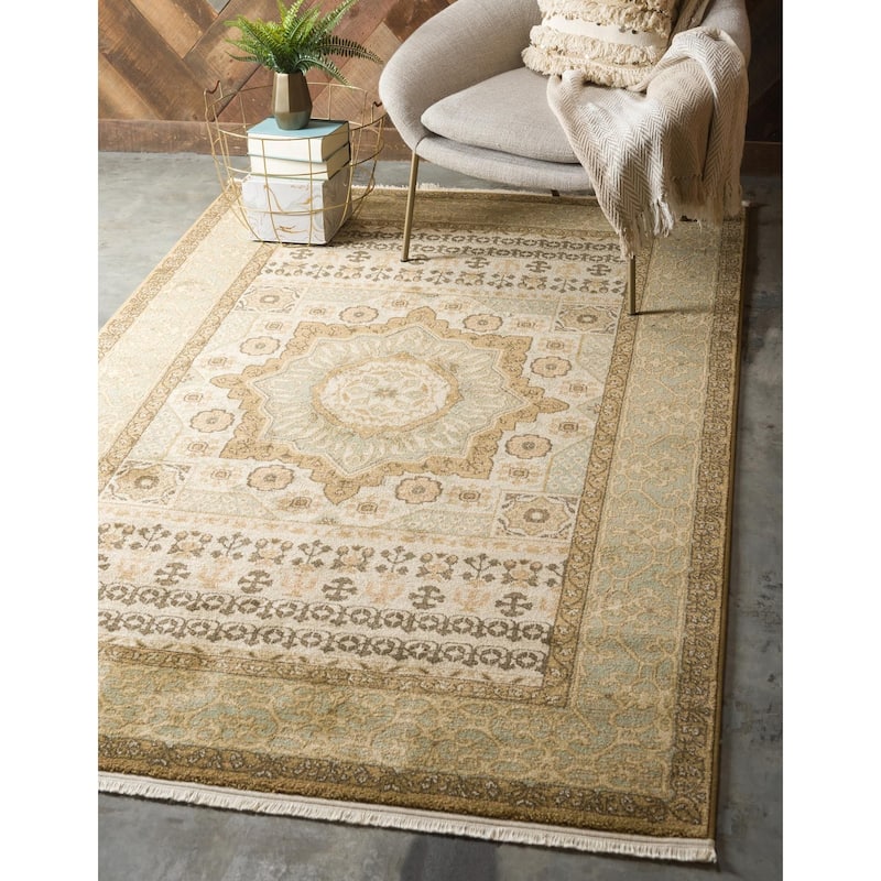 Traditional Cassia Collection Area Rug - Cream - 7'x10'