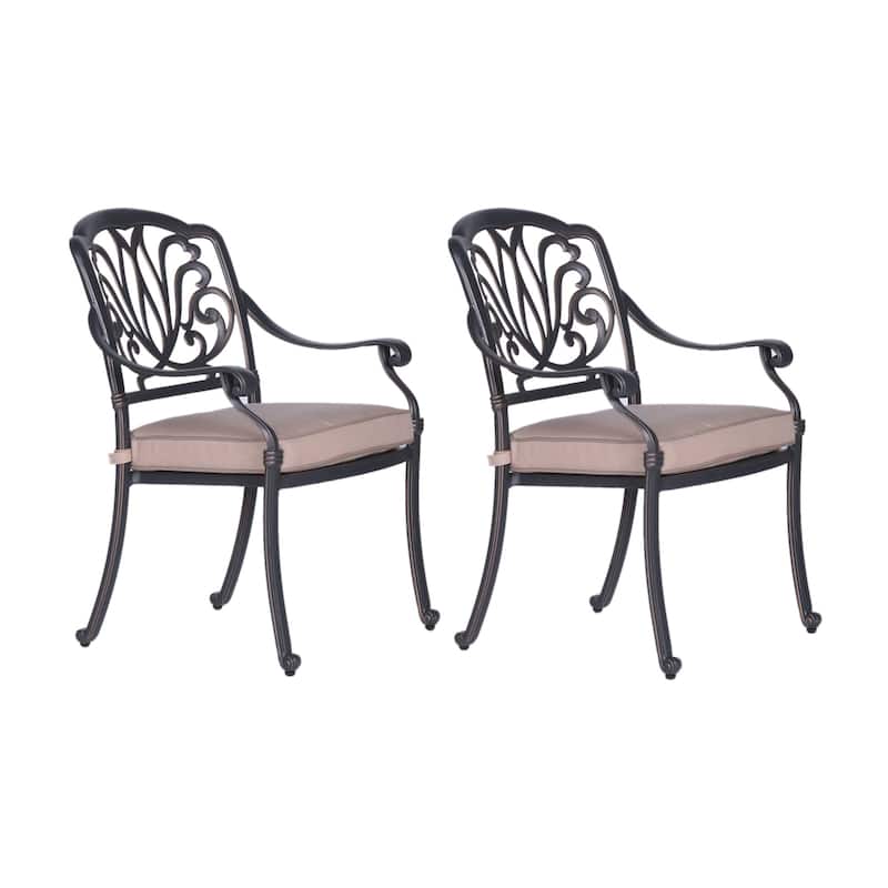 Saybrook Powder-coated Aluminum Arm Chair with Cushion, Set of 2