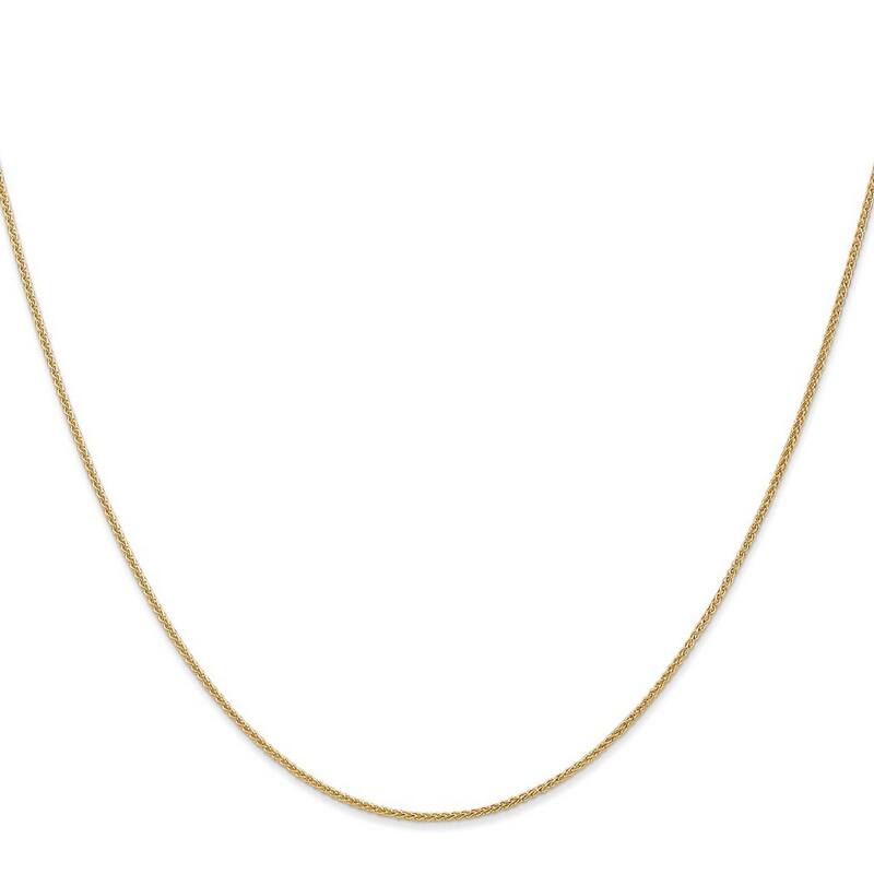 Curata 14k Yellow Gold Solid 1.1mm Polished Spiga Wheat Chain Necklace (Lobster) Options: 16 18 20 22 24 30