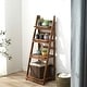 preview thumbnail 9 of 11, 4 Tier Wooden Plant Ladder Shelf Brown