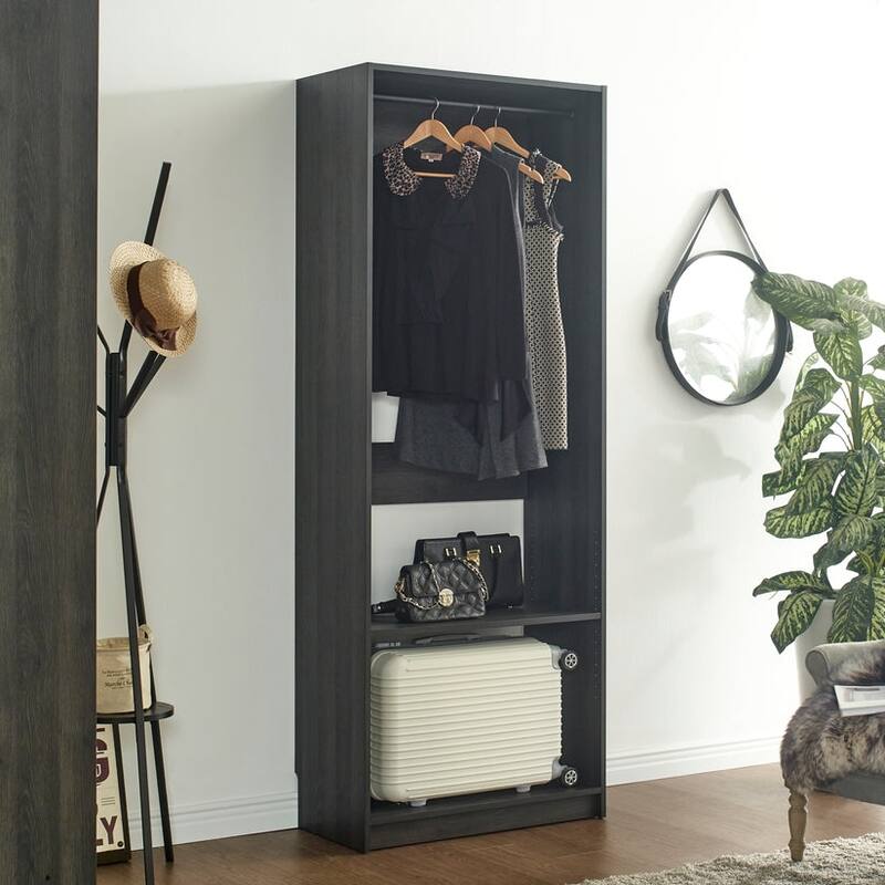Prosper 32" Gray Wood Walk-in Closet with Three Shelves