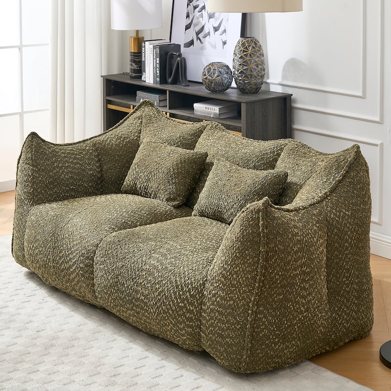 Beanbag Chair with High Resilience Foam Core. The Square Recliner Sofa Is Ideal for Family Members And Friends Engaged in Games - Olive Green