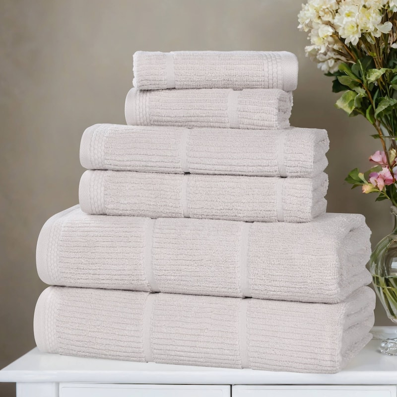 Superior Milo Smart Twist Viscose Cotton Blend 6 Piece Towel Set - Silver