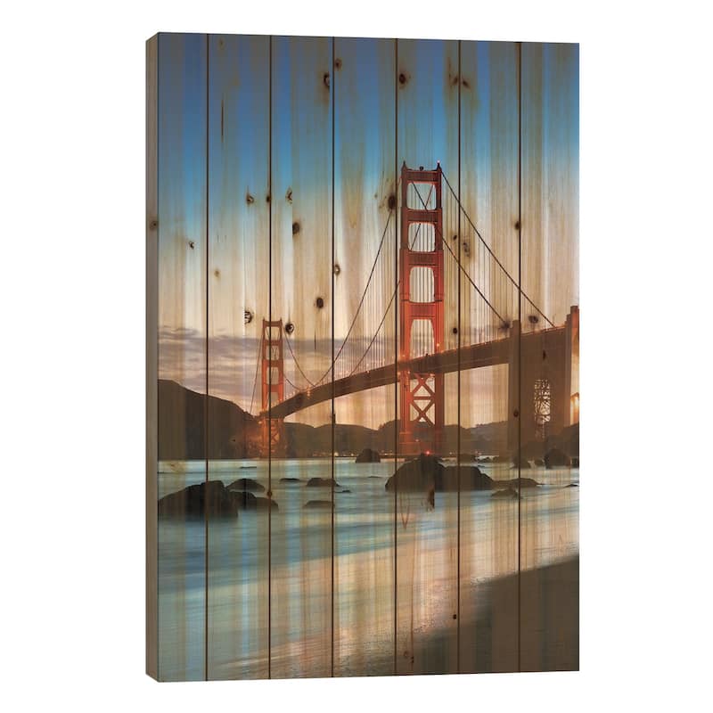 Dawn At The Golden Gate, San Francisco Print On Wood by Matteo Colombo - Multi-Color - 40x26x1.5