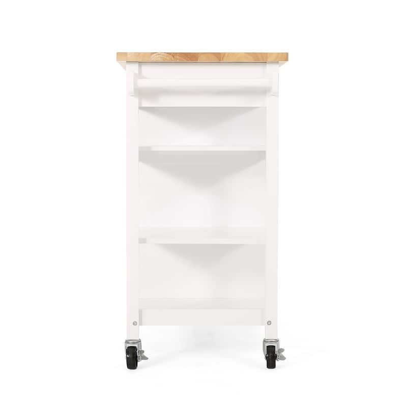 Modern Wooden Kitchen Cart with Wheels Drawer and Cabinet by Christopher Knight Home