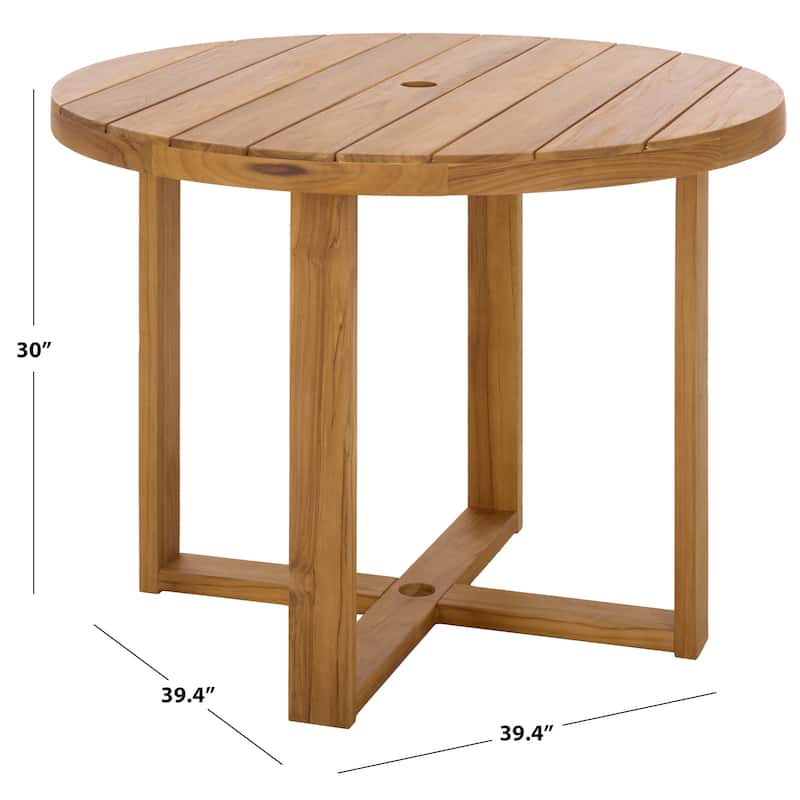 SAFAVIEH Couture Mayaguana Round Teak Dining Table - 39"W x 39"D x 30"H