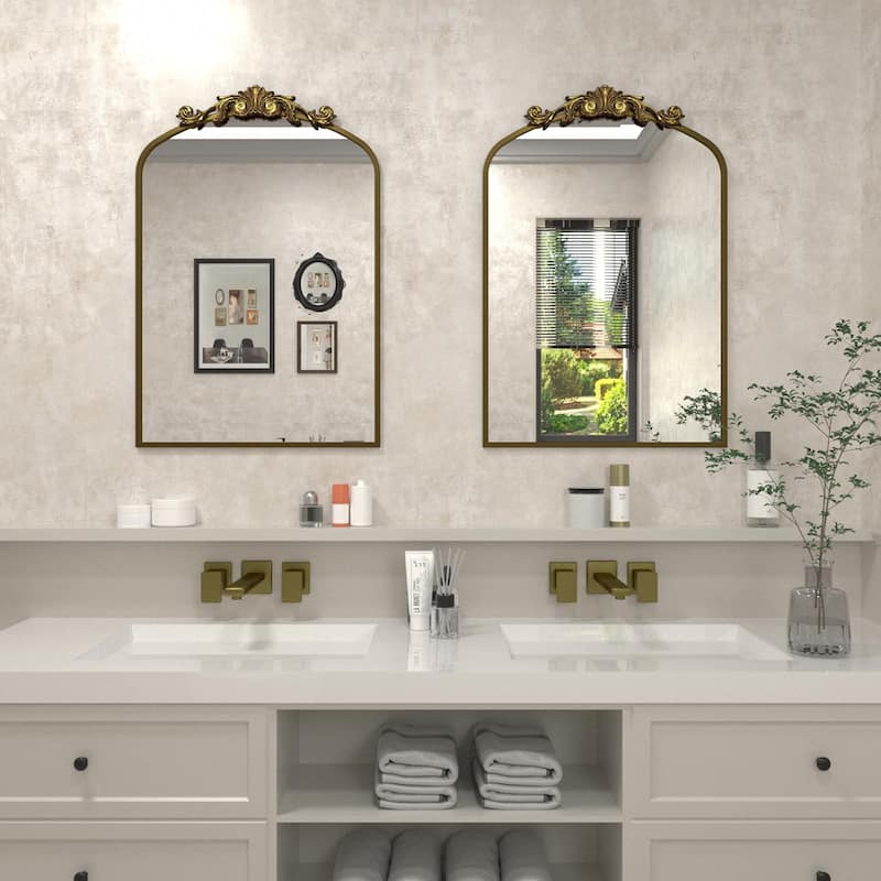 Arched Vintage Mirror Traditional Baroque Style Wall Mirror