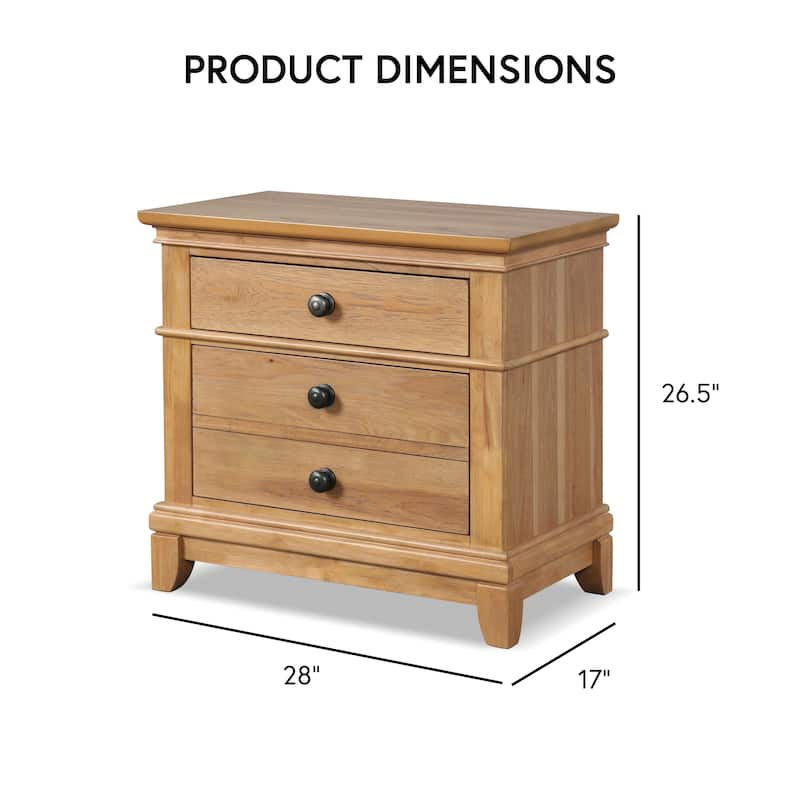 Furniture of America Wellington Farmhouse Natural Oak Wood 2-Drawer Nightstand