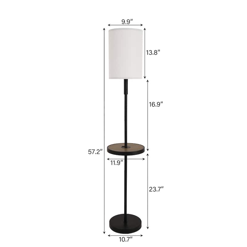 Metal Wood Floor Lamp with USB Port