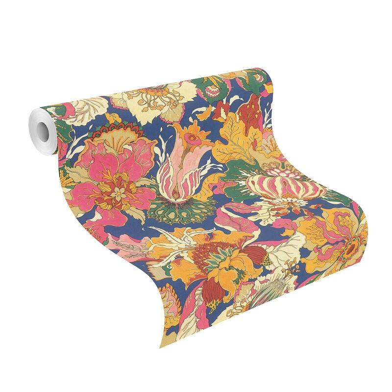 Rasch Odisha Orange Jacobean Floral Wallpaper