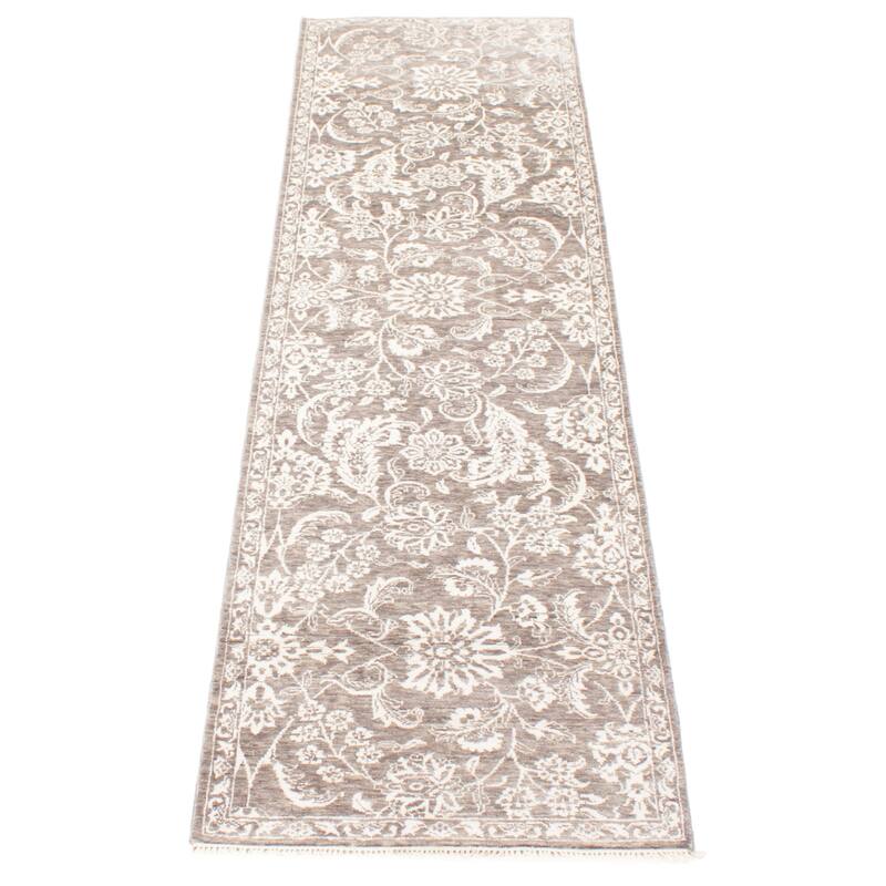 ECARPETGALLERY Hand-knotted Heritage Grey Silk, Wool Rug - 2' 7" x 10' 2"