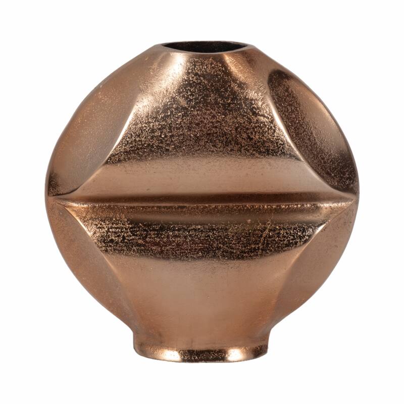 Metal Byram Slit Design Decorative Vase - Champagne, 14 in.