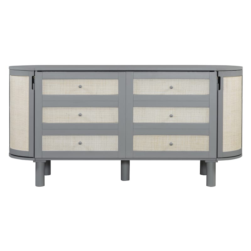 Queen Size Murphy Bed with Hidden Storage, Side Cabinets, and Woven Drawer Design, Space-Saving Foldable Bed