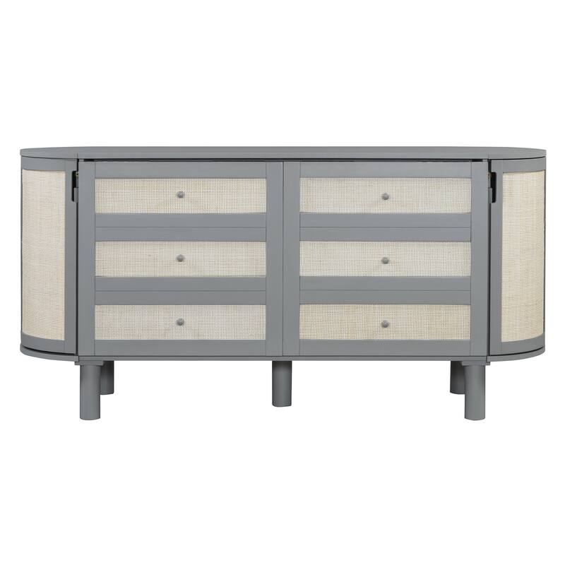 Space-Saving Queen Murphy Bed with Hidden Storage and Modern Woven Design, Gray