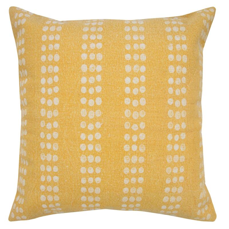 Handwoven Polka Dot Stripe Square Cotton Throw Pillow Cover - 20" - Yellow and Cream