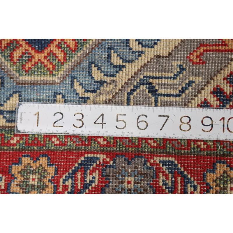 Geometric Kazak Foyer Rug Handmade Beige Wool Carpet - 2'8"x 4'1"
