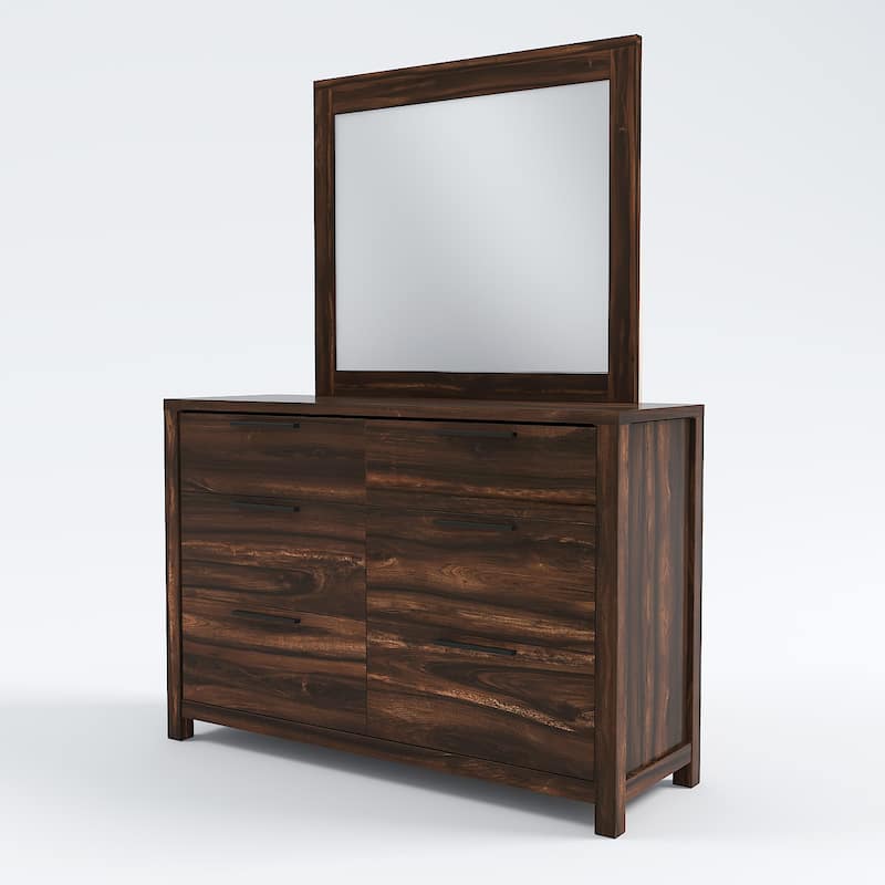 Lome Rustic Brown Wood 6-Drawer 2-Piece Dresser and Mirror Set by Furniture of America