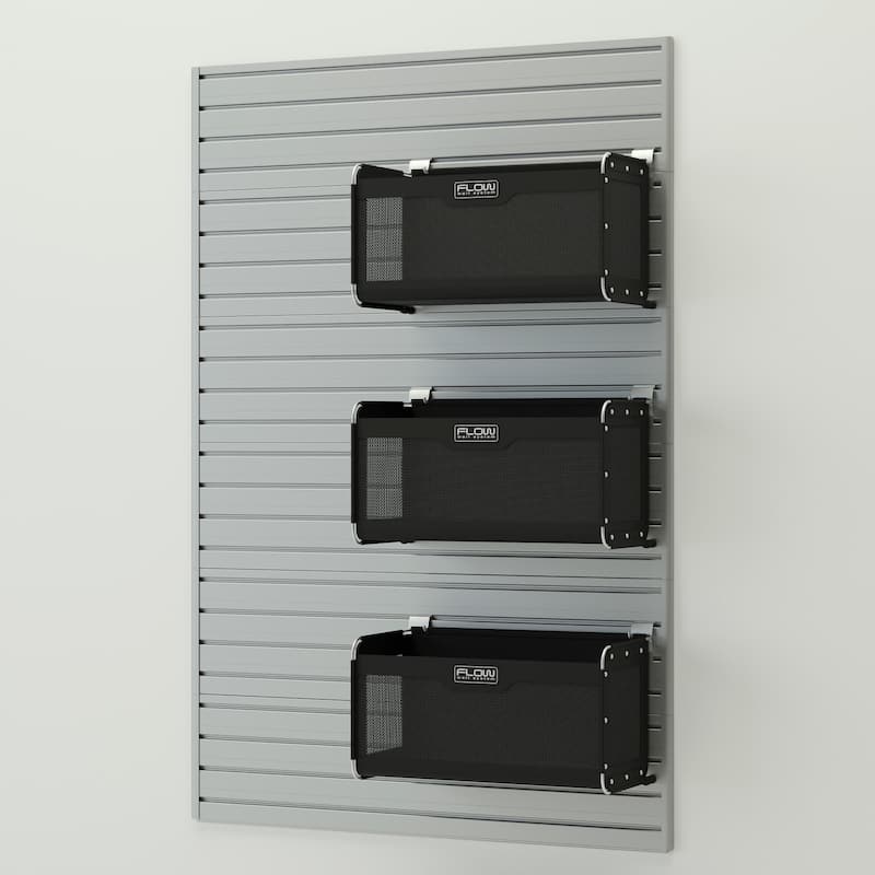 4 Piece Slatwall Panel, Soft Storage Bin Storage Set - Silver Slat Wall