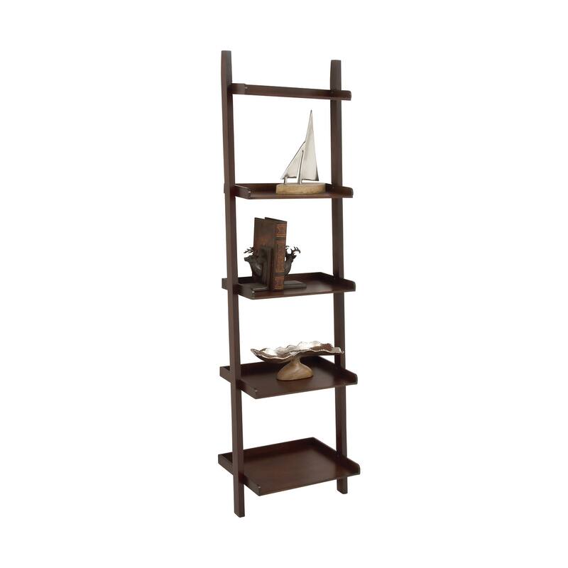 White or Brown Wood 5 Shelves Shelving Unit