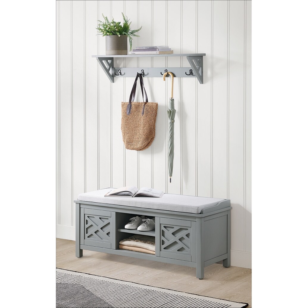 Coat hook and discount storage bench set