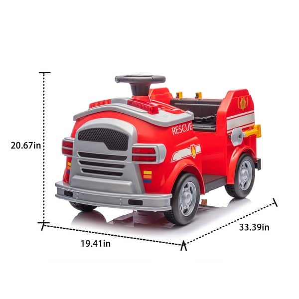 12V Kids Ride On Electric Car.Fire Engine Shape Design with Early education function Red