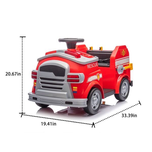 12V Ride-On Fire Engine - Sirens, Lights, Early Education, Fire Tools, Human-Vehicle Interaction - Red