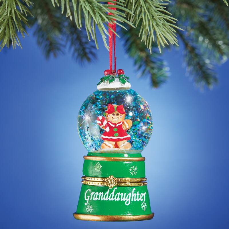 Children and Grandchildren Snow Globe Trinket Ornaments - 4.600 x 3.800 x 3.800