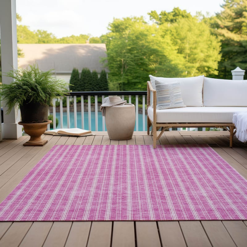 Machine Washable Indoor/ Outdoor Chantille Stripe Twist Rug