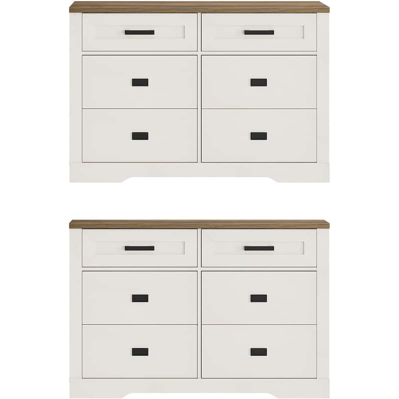 Wooden Dresser for Bedroom with 6 Drawers, 2 in 1 12 Drawer Farmhouse Storage Cabinet