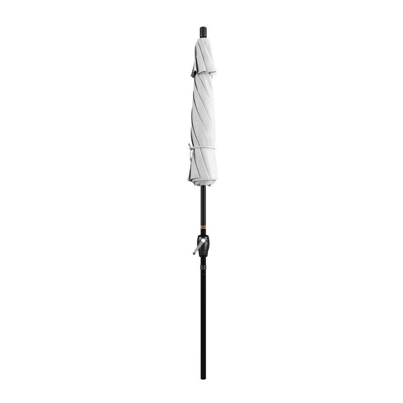 California Umbrella 75' Round Crank Lift Push Button Tilt Black Aluminum Patio Umbrella, Olefin
