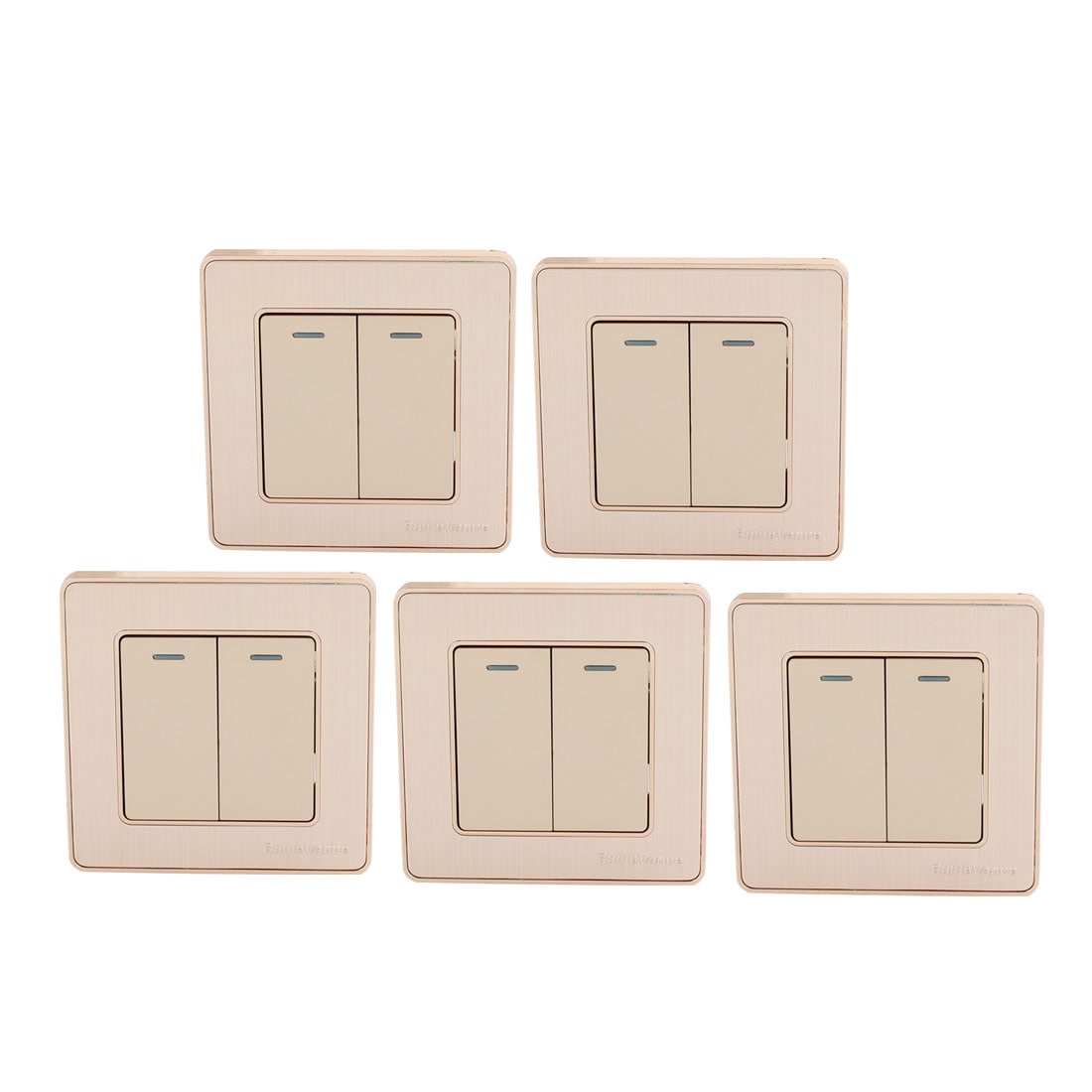 5pcs On Off Press Button 2 Gang Multi Way Wall Switch Home Light Control Green