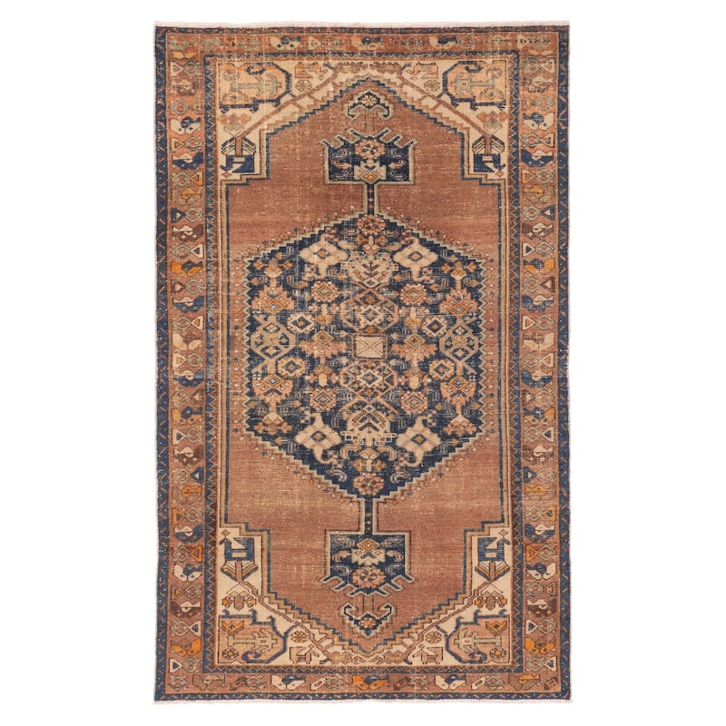 ECARPETGALLERY Hand-knotted Antalya Vintage Brown Wool Rug - 4'2 x 6'8