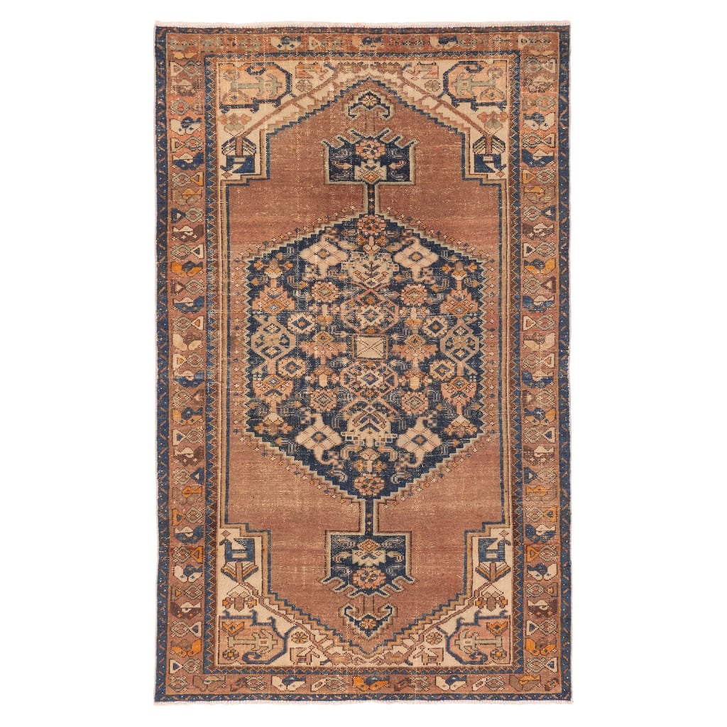 ECARPETGALLERY Hand-knotted Antalya Vintage Brown Wool Rug - 4'2 x 6'8