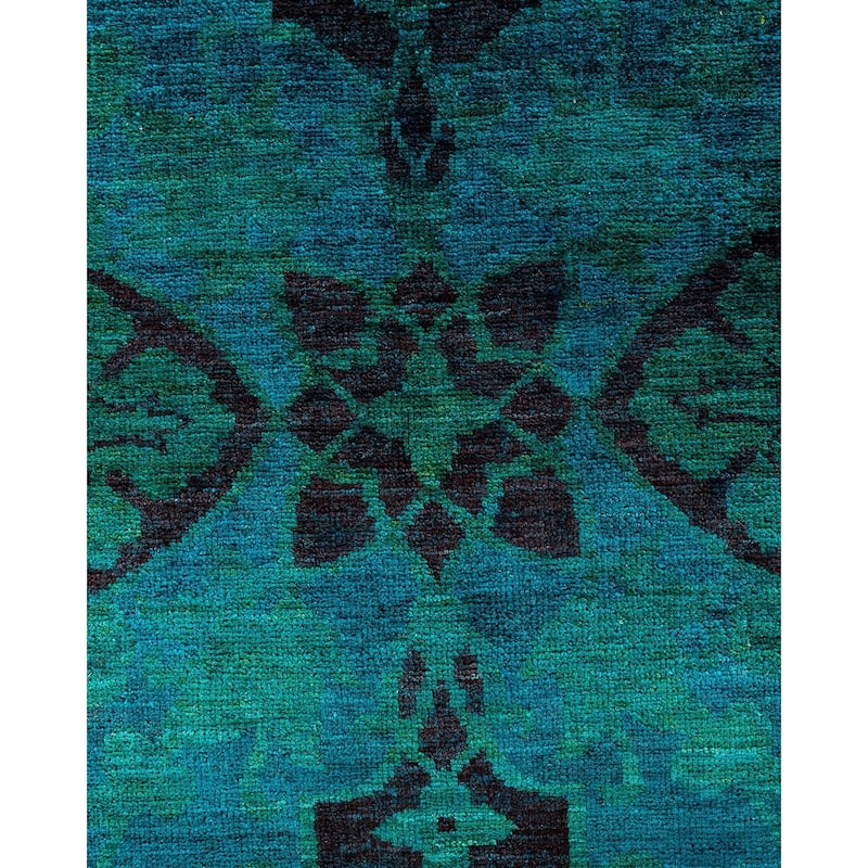 Overdyed, One-of-a-Kind Hand-Knotted Area Rug - Green - 5' 10" x 9' 1"