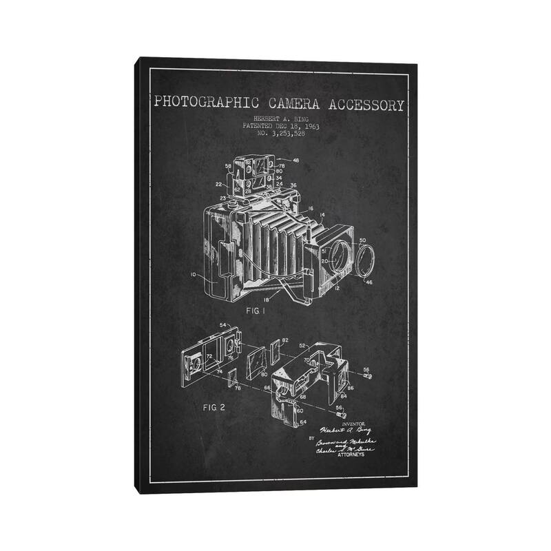iCanvas "Camera Charcoal Patent Blueprint" by Aged Pixel Canvas Print