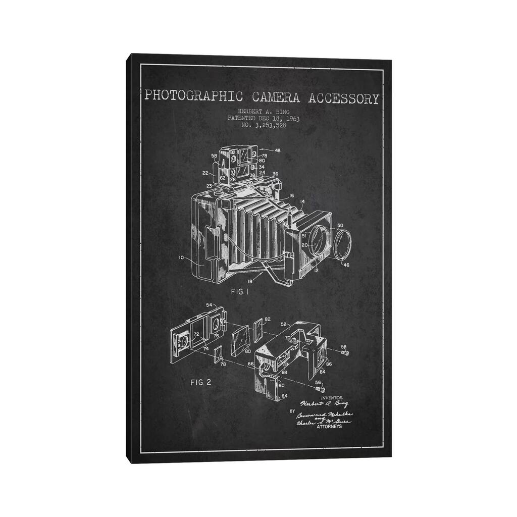 iCanvas "Camera Charcoal Patent Blueprint" by Aged Pixel Canvas Print