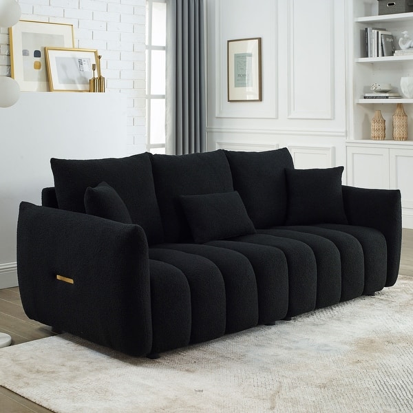 79.5'' premium teddy velvet oversized cushioned 3-seater sofa
