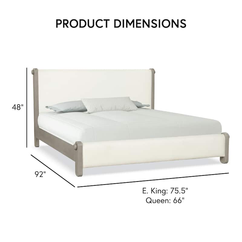 Furniture of America Weegin Modern White Oak Wood Upholstered Panel Bed