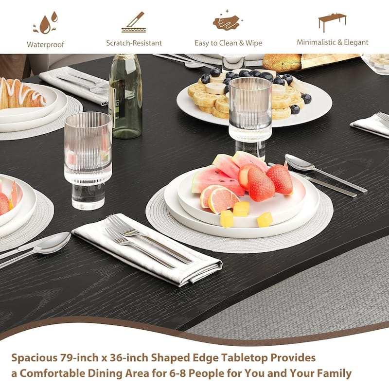 78.7 Inch Kitchen Dining Table Set for 6-8 for Dining Room, Kitchen, or Office (Only Table)